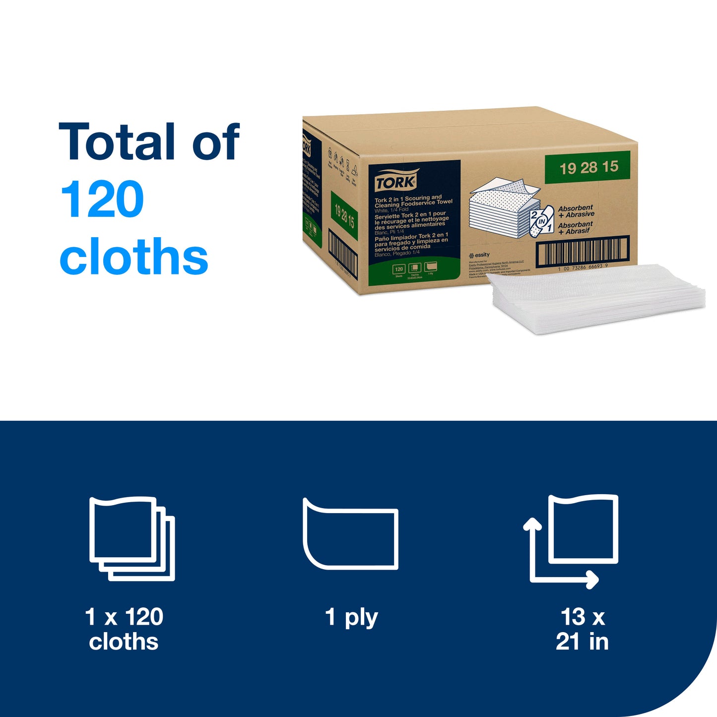 Tork 2-in-1 Scouring and Cleaning Foodservice Towel White