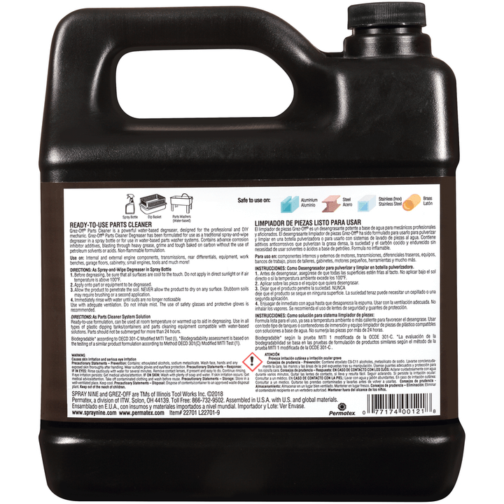 Spray Nine® Grez-Off® Parts Cleaner, 3.78L Jug