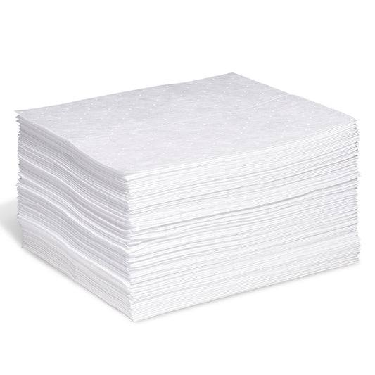 15"x18" Oil Only Single-Ply Medium Weight Sorbent Pads (100 ct) 48/PL