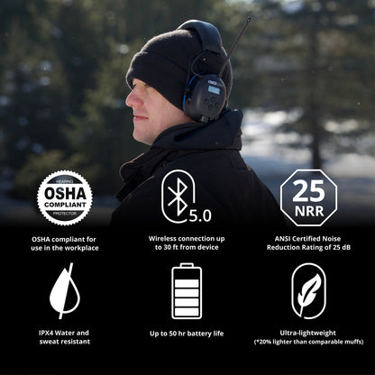 IsoTunes Wireless Safety Air Defender Safety Earmuffs with Bluetooth and AM/FM