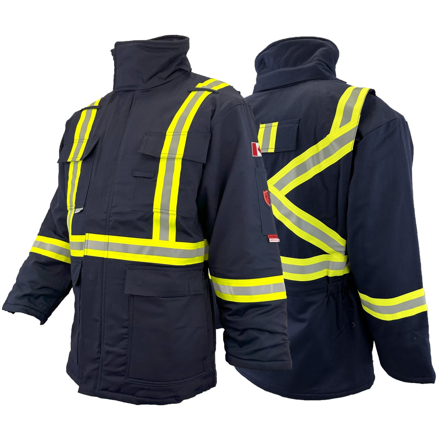FR Winter Parka with 2" Hi-Vis Stripes, CAT 4, Navy