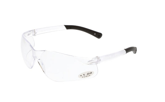 BearKat BK1 Series Bifocal Readers Safety Glasses 1.0 Diopter, Clear Lens 12 Pack