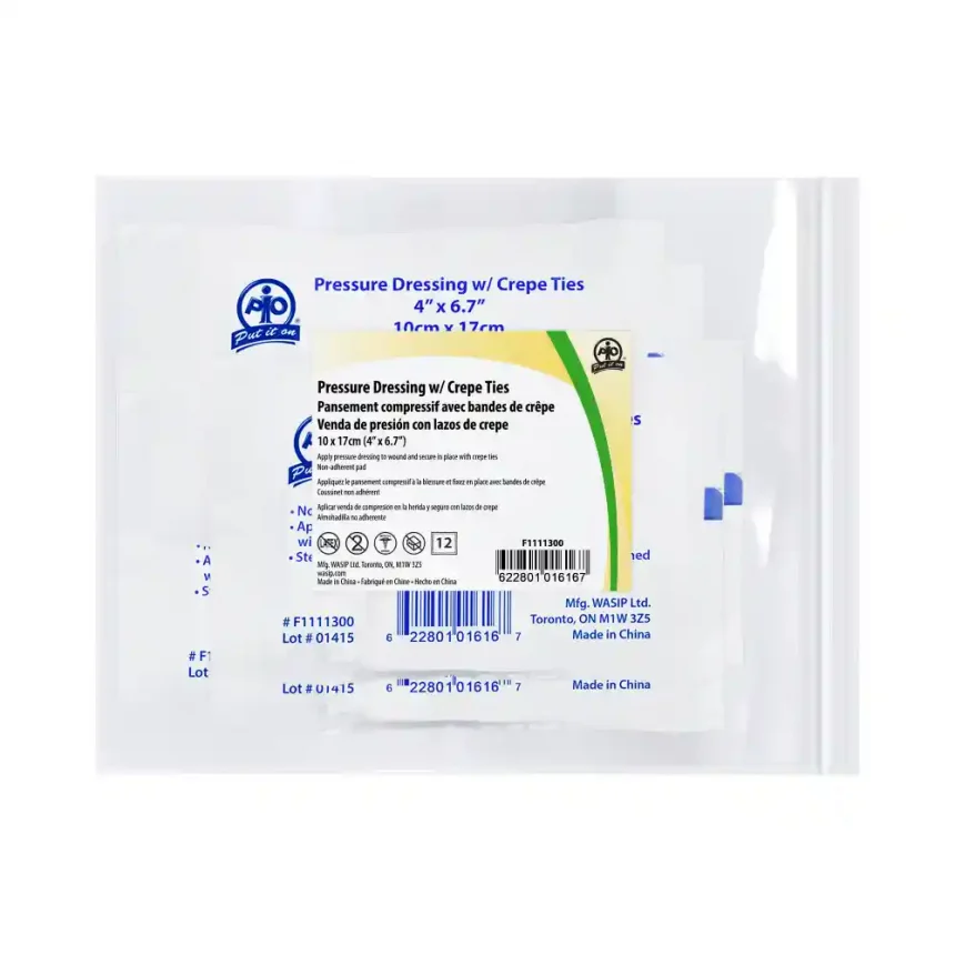 Pressure Dressing with Crepe Ties 10cm x 17cm