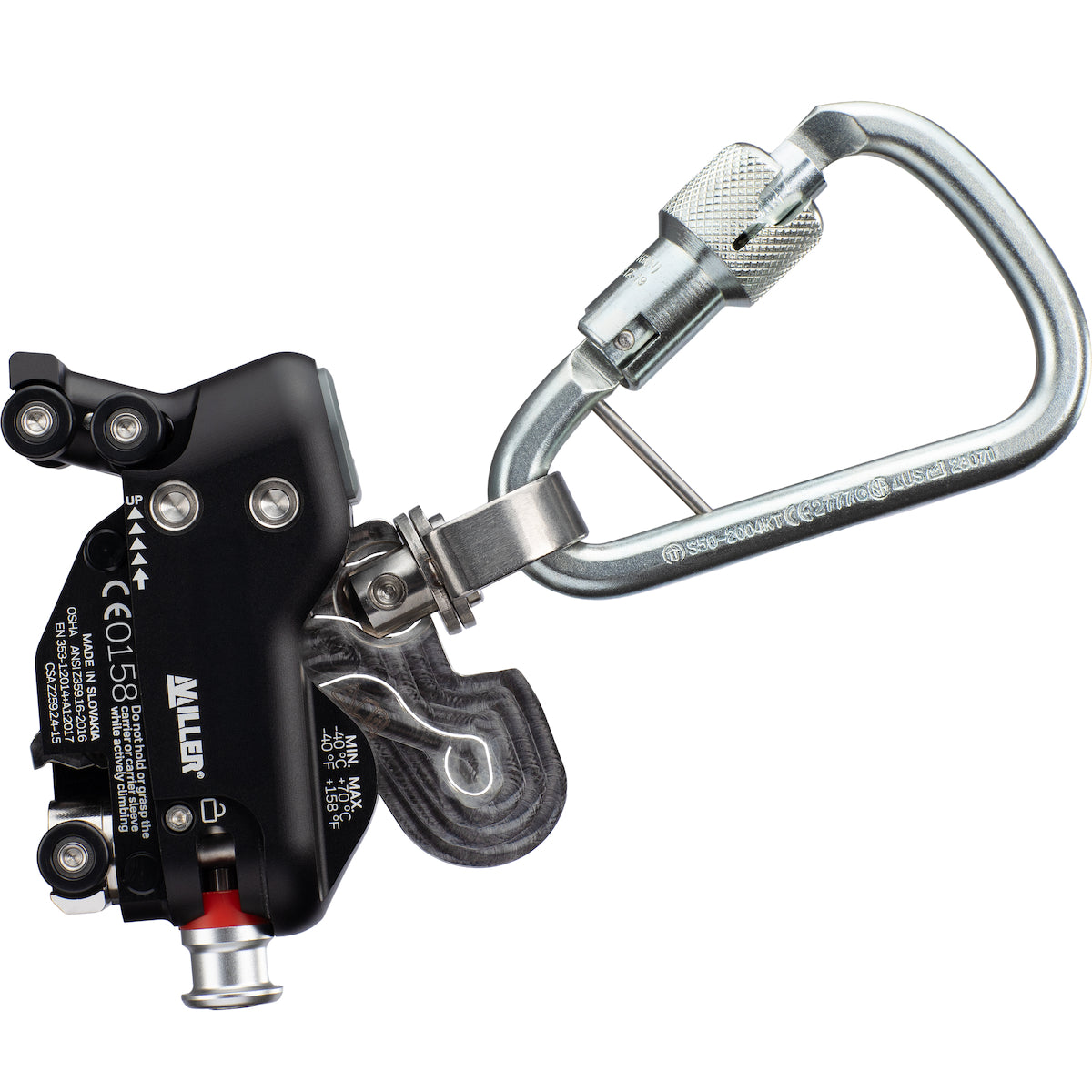 Miller FPH_VR670 Fall Arrester for Vertical Rail System, Detachable Anywhere Along Rail Silver Fall Protection
