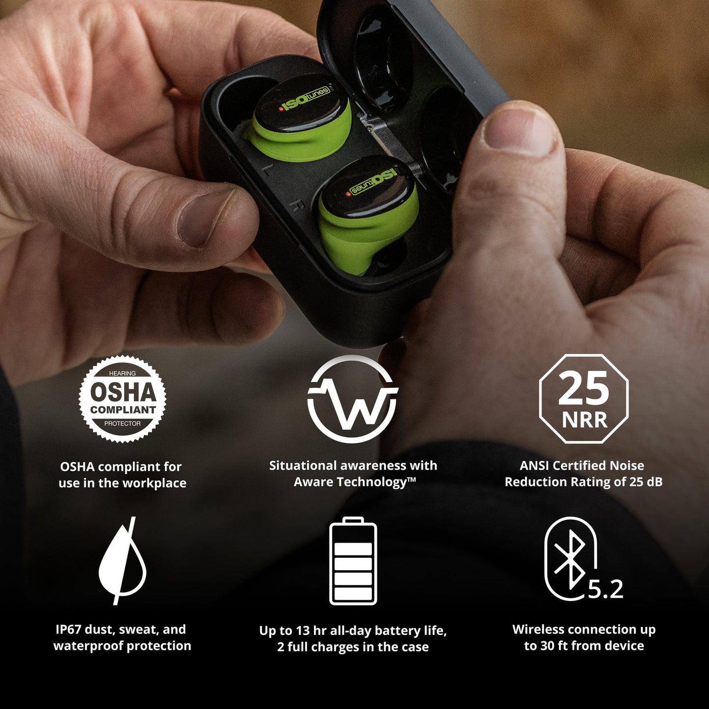 IsoTunes Wireless Safety Earbuds Free Aware