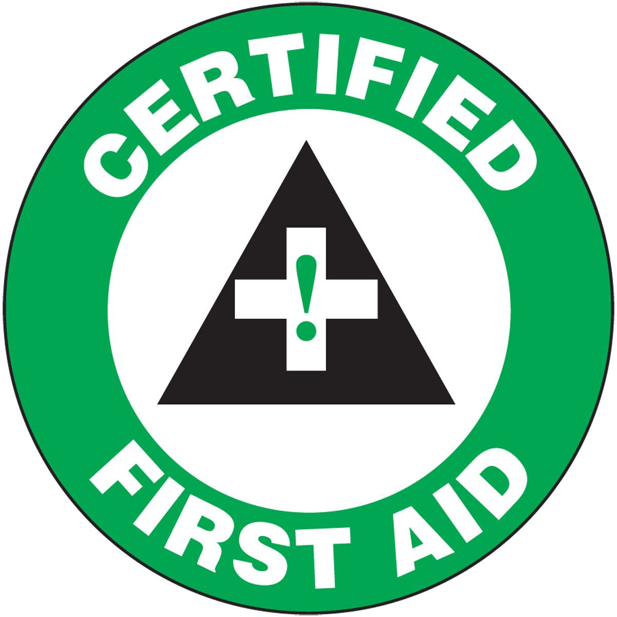 Hardhat Sticker - Certified First Aid 1.75", Round, 10/Pack