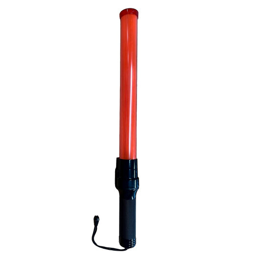 21" Red Traffic Wand With Hi Vis LED Lights