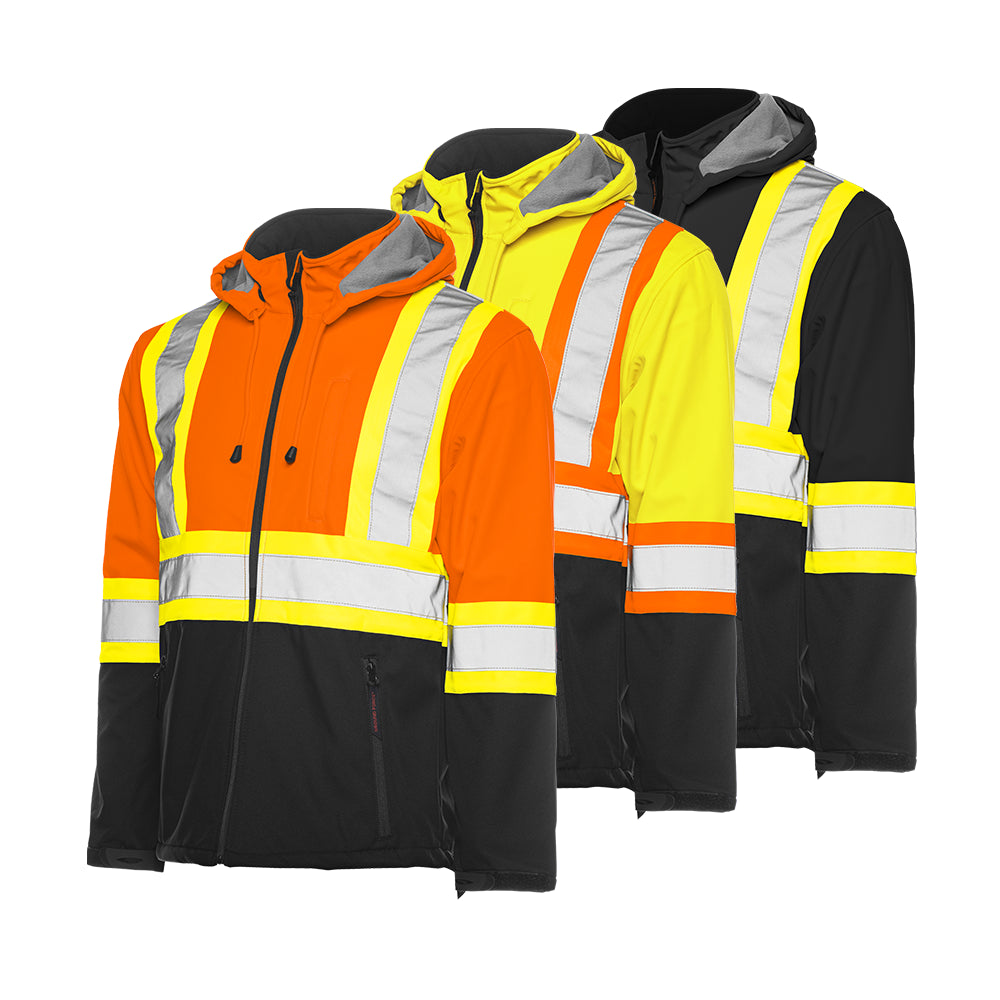 High Vis Softshell Jacket with Removable Hood