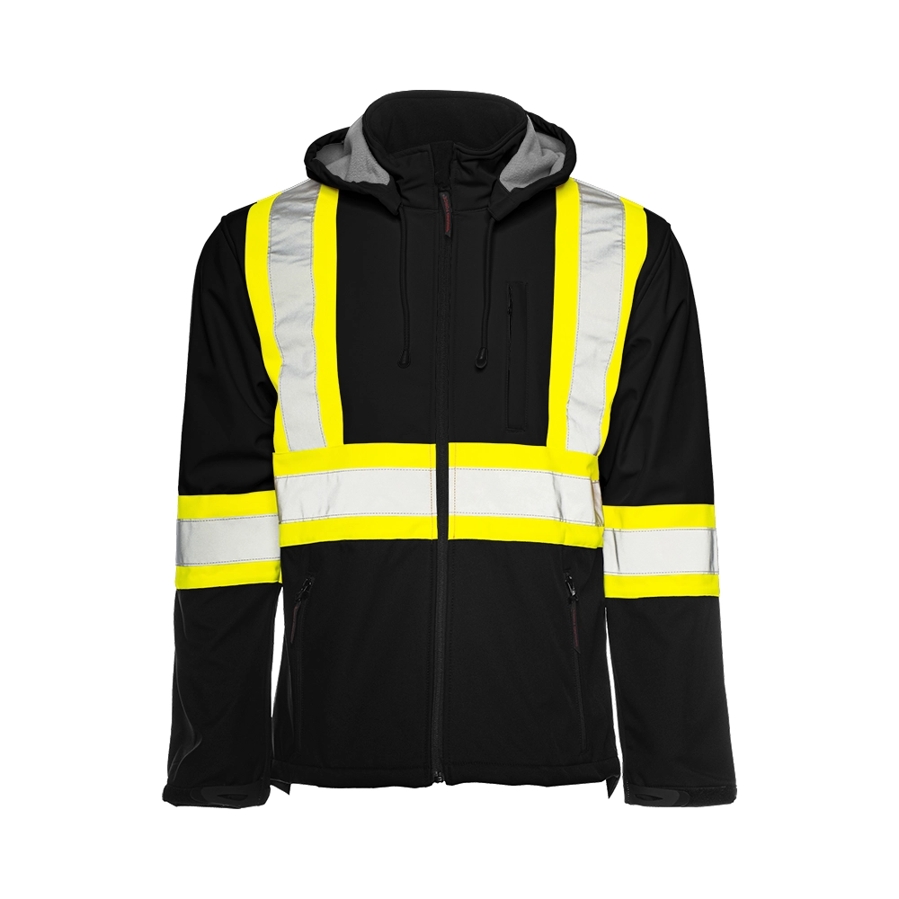 High Vis Softshell Jacket with Removable Hood