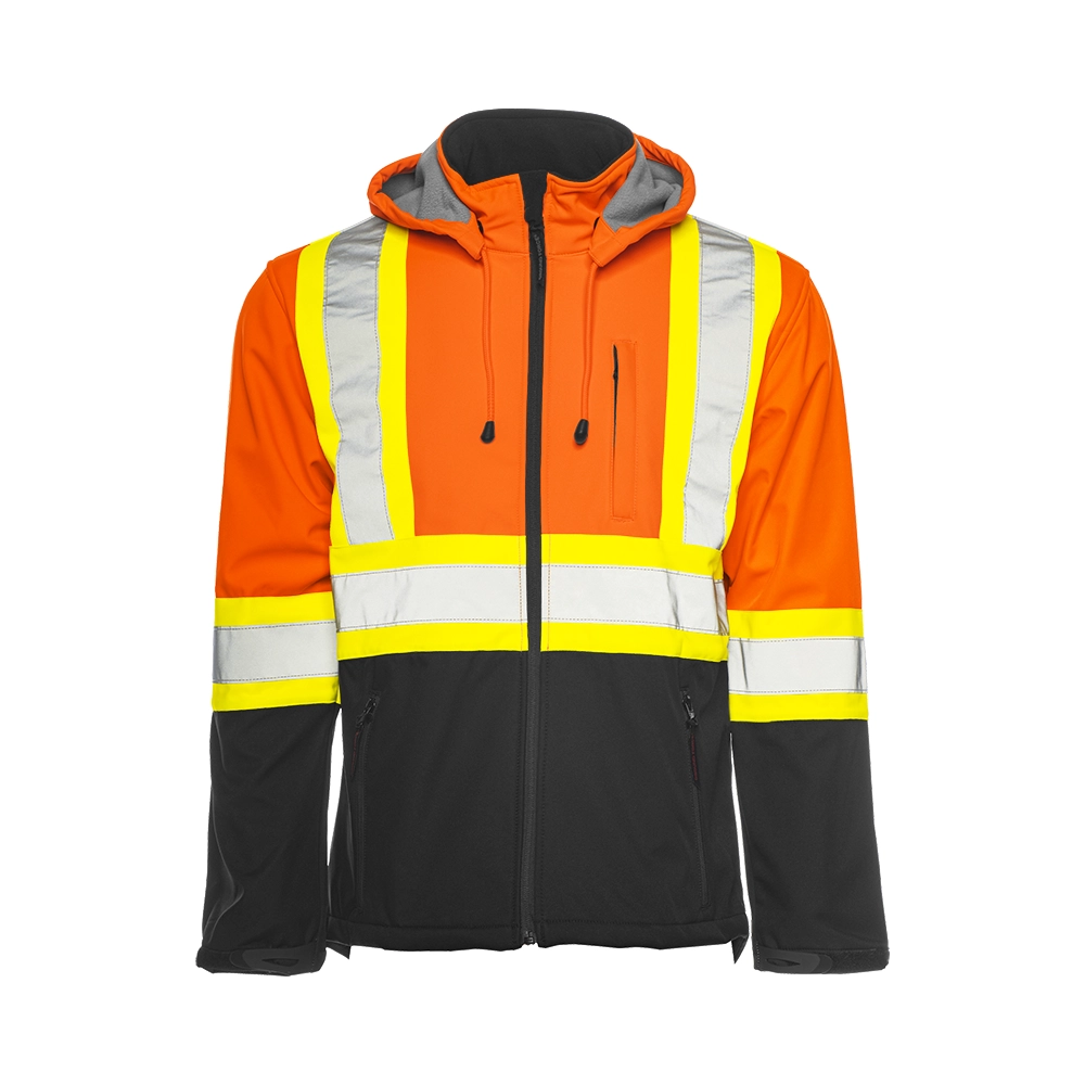 High Vis Softshell Jacket with Removable Hood