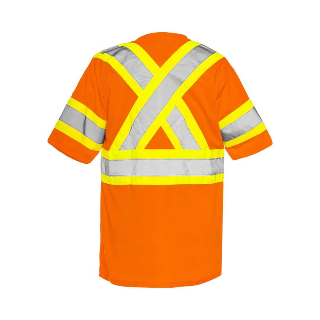 Short Sleeve Polyester Traffic T-Shirt with Extra Reflective Arm Band, Class 2, Level 2