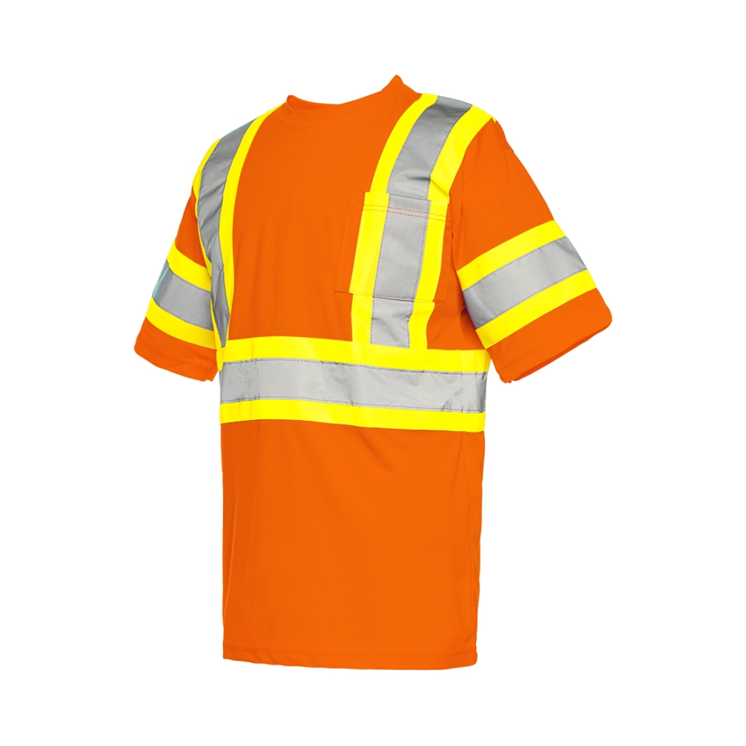 Short Sleeve Polyester Traffic T-Shirt with Extra Reflective Arm Band, Class 2, Level 2