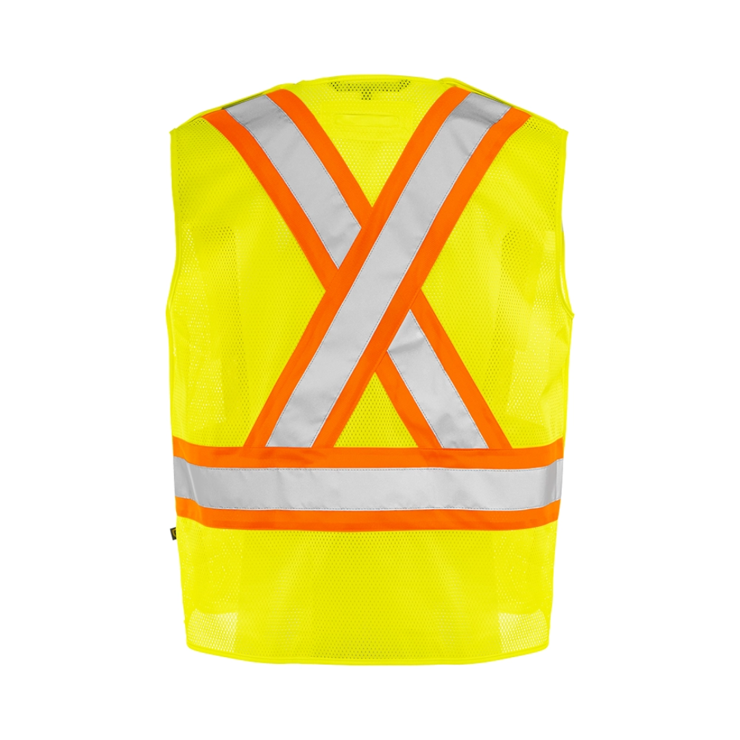 5 Pt. Tearaway Mesh High Visibility Safety Vest, 4" Reflective Tape, 4 Pockets