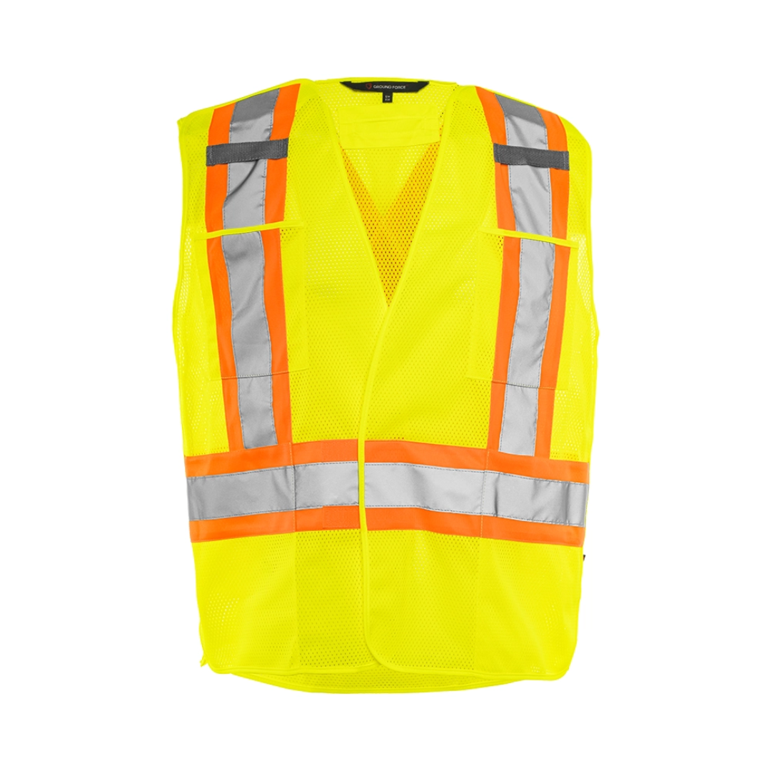5 Pt. Tearaway Mesh High Visibility Safety Vest, 4" Reflective Tape, 4 Pockets