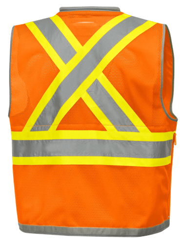 Pioneer 6672 Hi-Vis Mesh Back Zip-Front Surveyor's Vest, Orange