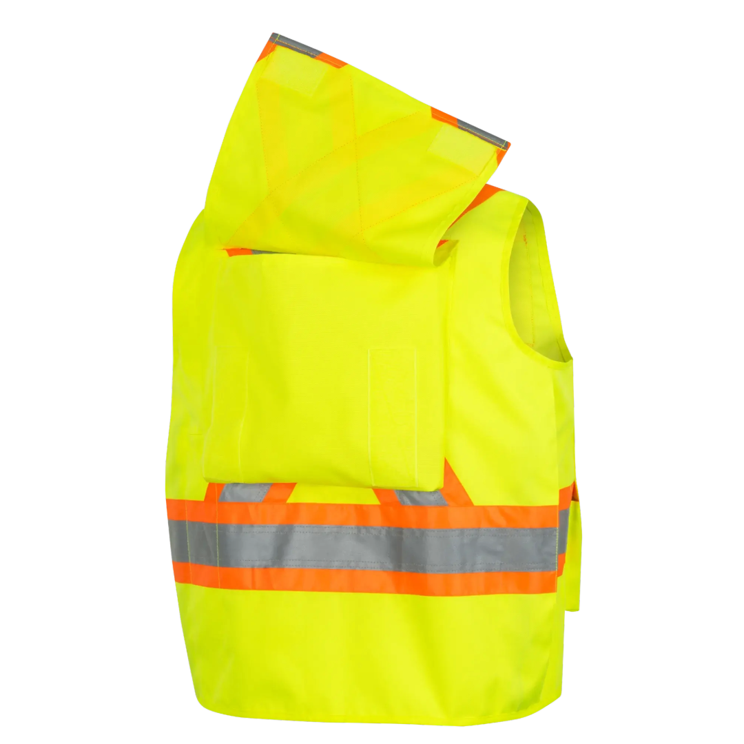 Hi-Vis 600D PU-Coated Oxford Poly Surveyor's Safety Vest - Snap Closure