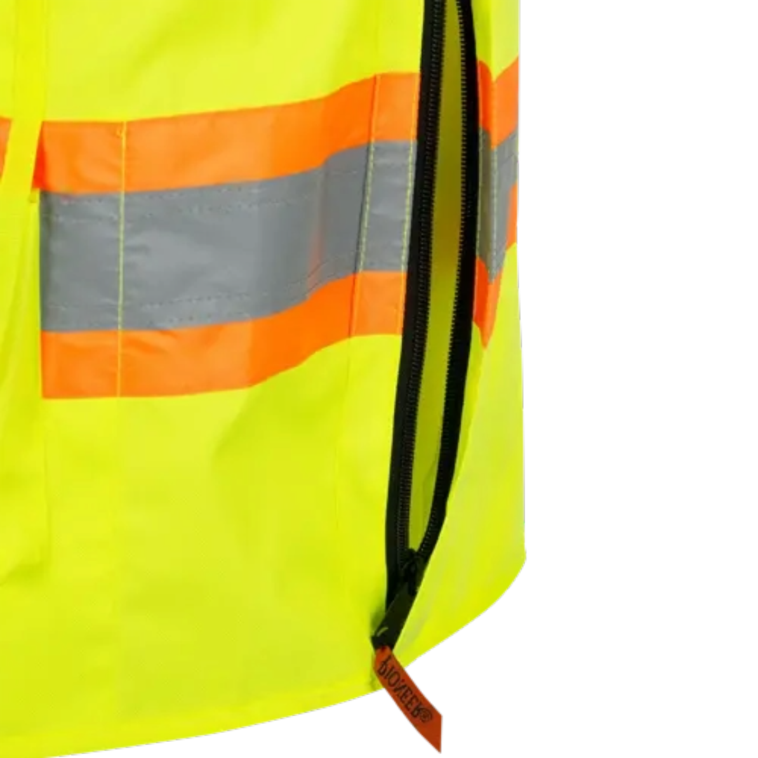 Hi-Vis 600D PU-Coated Oxford Poly Surveyor's Safety Vest - Snap Closure