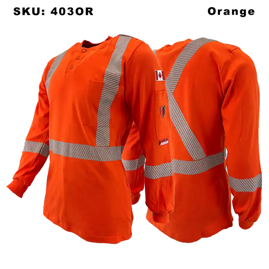 High Vis FR Long Sleeve T-Shirt, 2" Stripe