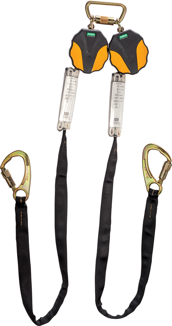 Workman Mini Personal Fall Limiter, 9', Single-leg or Twin-leg, Tieback, FP5K snaphook, OSHA, Yellow/Black