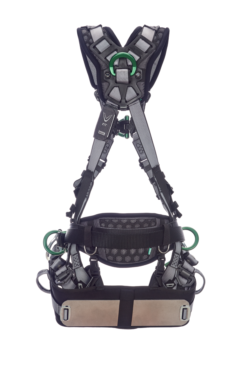 V-FIT Tower Harness, D-Rings on Front, Back and Hips, with Shoulder and Leg Padding
