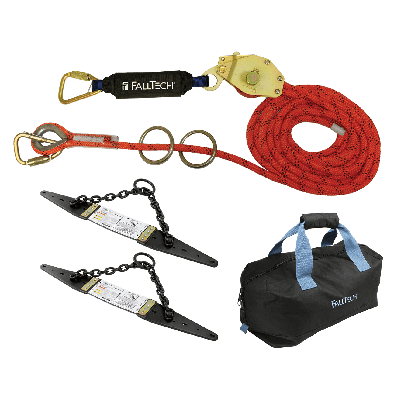 Temporary Rope Horizontal Life Line System; Kernmantle Rope and Dual Roof Anchors