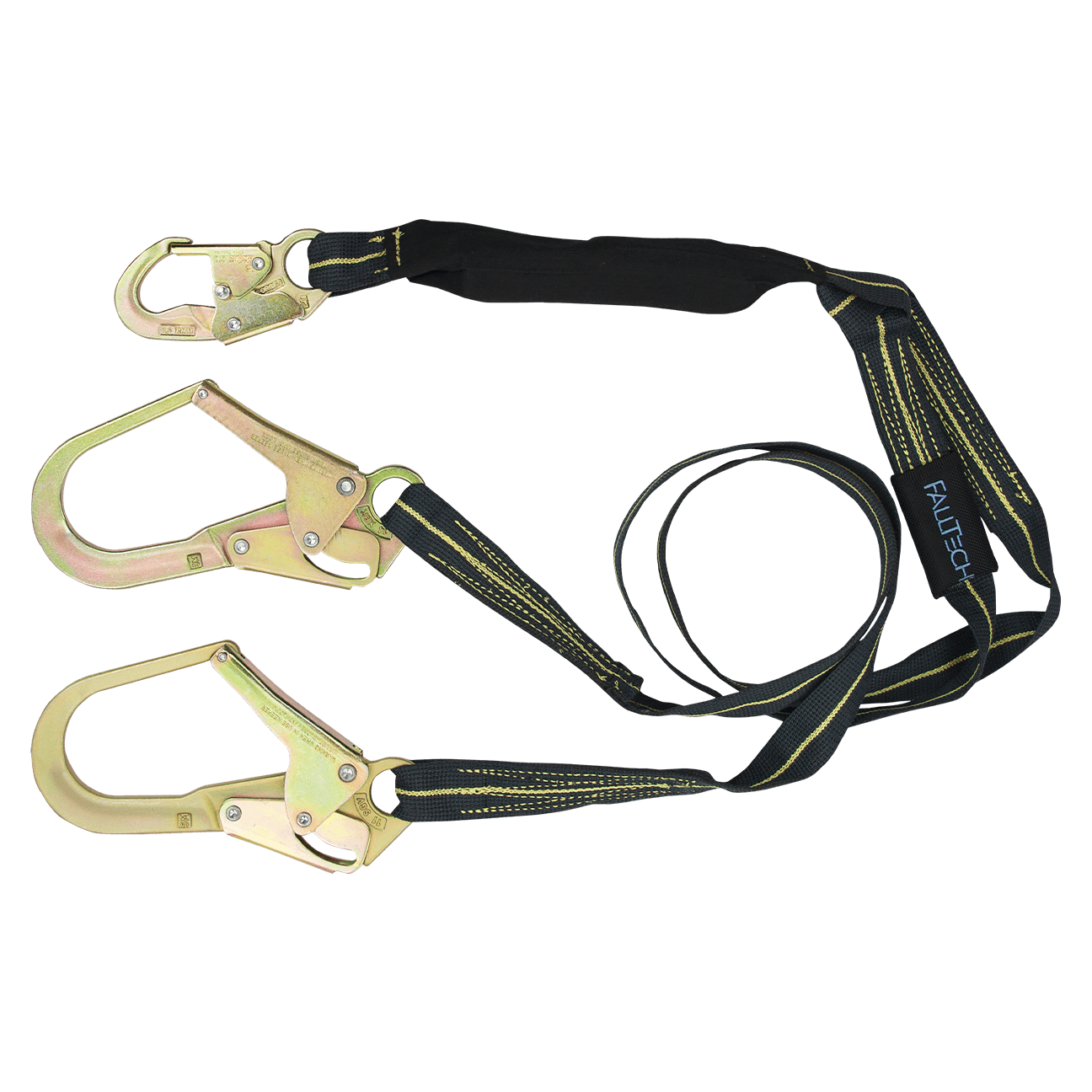 6' WeldTech® Kevlar® Energy Absorbing Lanyard, Double-leg with Steel Rebar Hooks - CSA