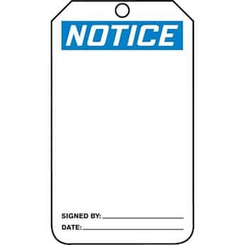 Double-sided Blank Tag- OSHA Notice Equipment Status Tag