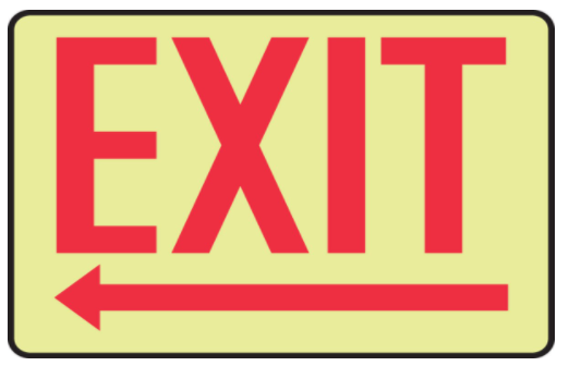 "Exit (Left Arrow)" -Safety Sign