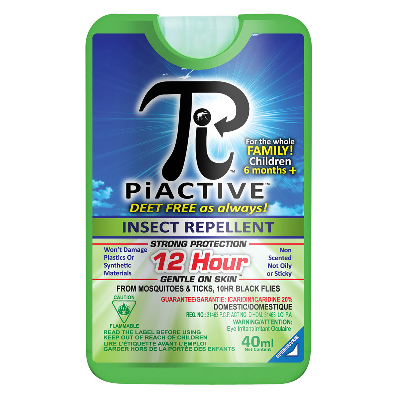 PiActive® Deet-Free Insect Repellent 40ml - FAMS0027