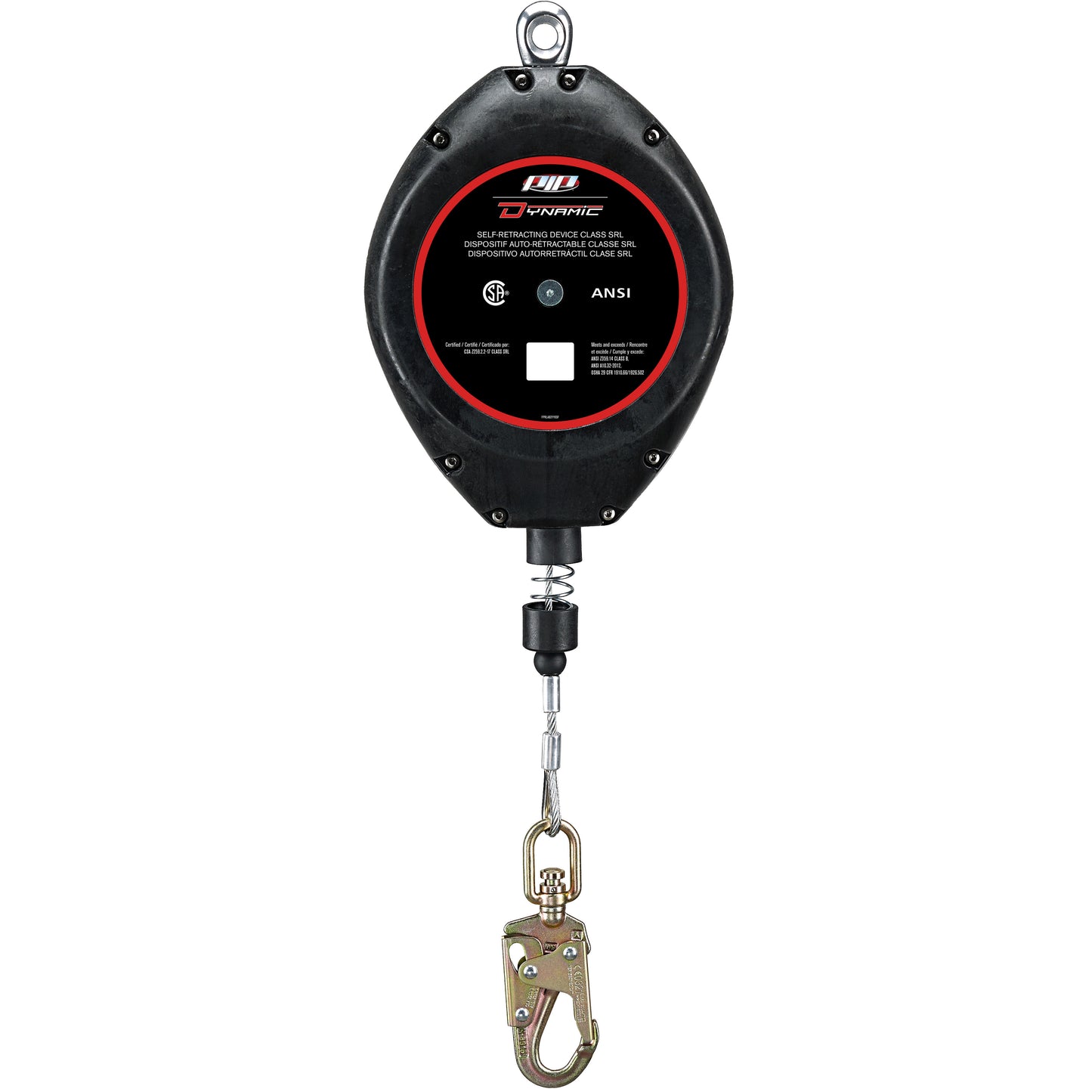 PIP® Dynamic™ Single Galvanized Cable with Swivel Snap - Black, 65 ft, CSA Z259.2.2-17 Class SRL