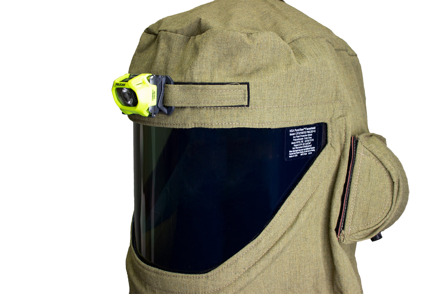 40 Cal ArcGaurd Revolite Crossvent Hood with Pureview Face Shield and Headlamp