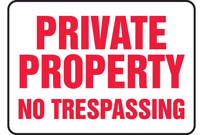 "Private Property No Trespassing" - Safety Sign