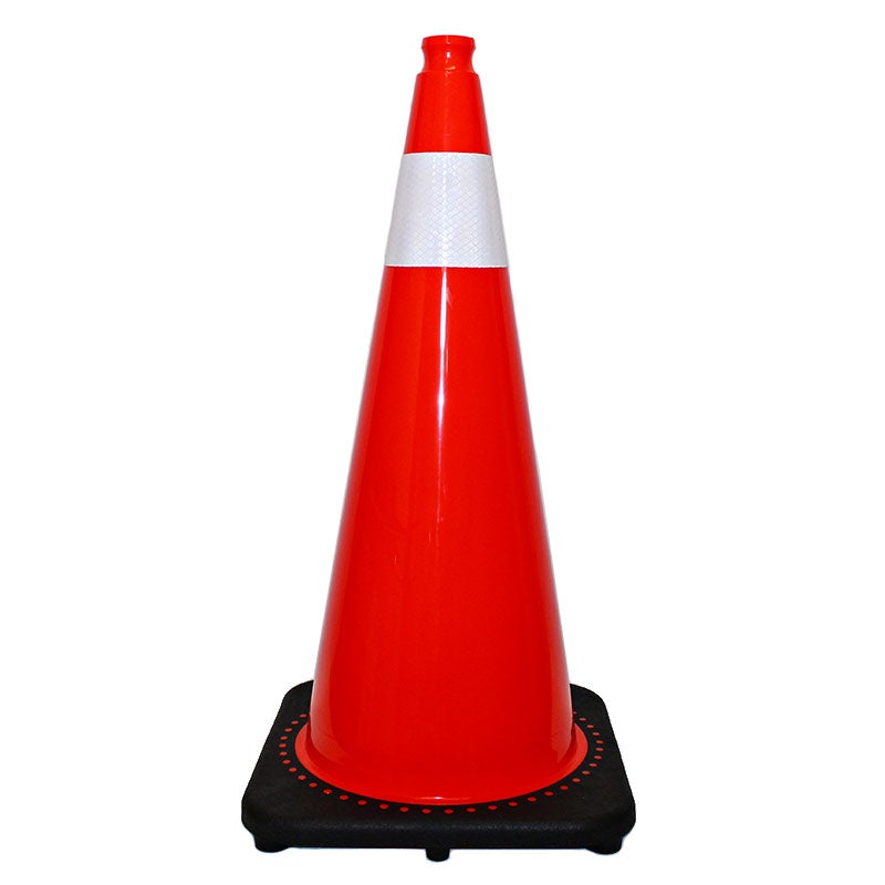 Traffic Cone with 4 Cone Collar 28 7lbs Orange with Black Base-TC2807OK04