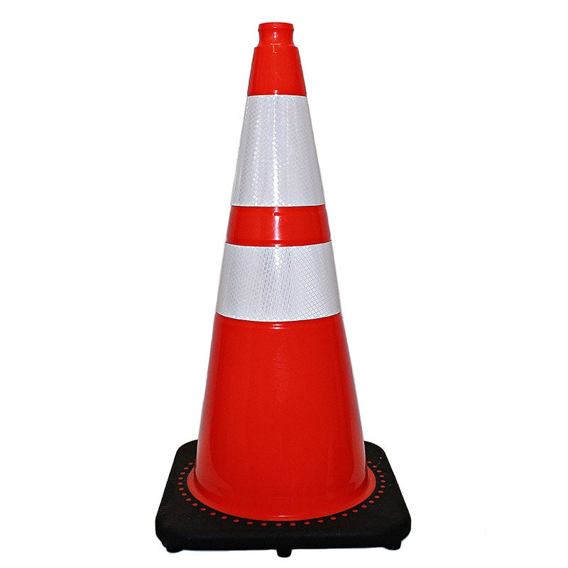 Traffic Cone with 6 Upper and 4 Lower Collar 28 7lbs Orange with Black Base-TC2807OK10