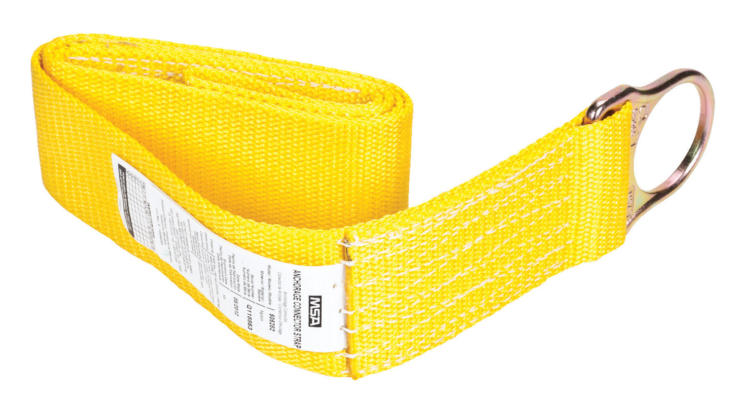 Anchorage Connector Strap, Yellow Nylon, Single D-ring,  5'