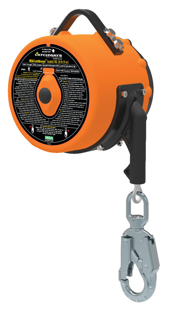 Latchways Sealed SRL, 50' (15m), Stainless Steel Cable Snaphook