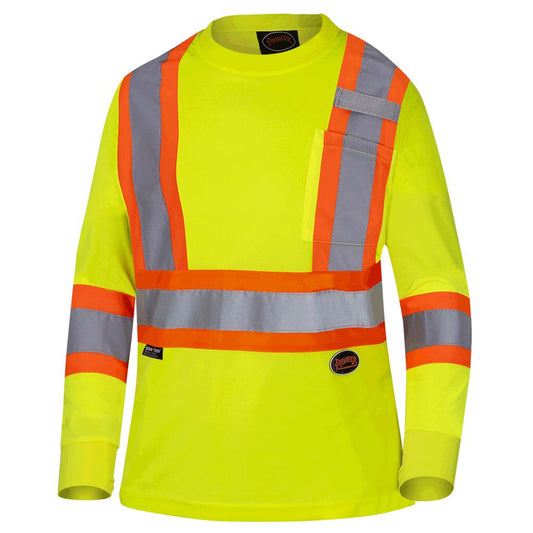 Women's Long-Sleeved Safety T-Shirt - Bird's-Eye Polyester