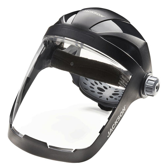 Quad™ 500 Series Polycarbonate Face Shields - Ratcheting - Chin and Side Guard
