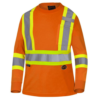 Women's Long-Sleeved Safety T-Shirt - Bird's-Eye Polyester