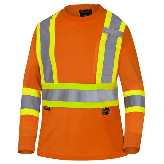 Women's Long-Sleeved Safety T-Shirt - Bird's-Eye Polyester