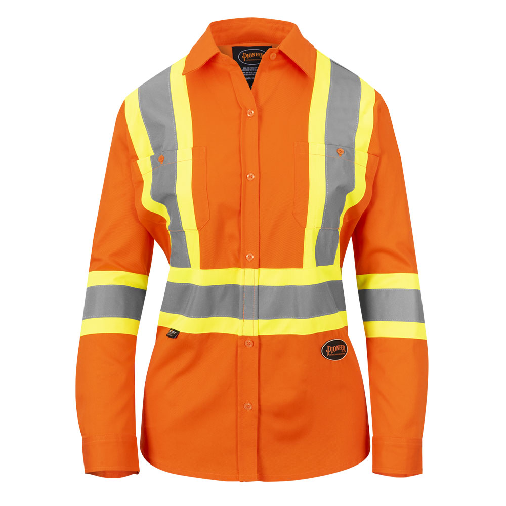 Women's Hi-Vis Cotton Twill Long-Sleeved Safety Shirt