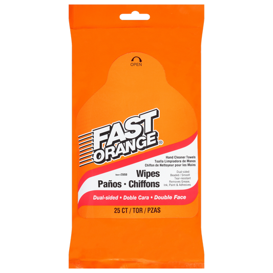 Fast Orange® Hand Cleaner Wipes, Pouch, 25 Wipes