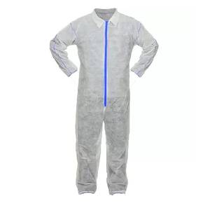 RONCO Care White Polypropylene Disposable Collared Coverall - Case of 50 - supplynow.ca