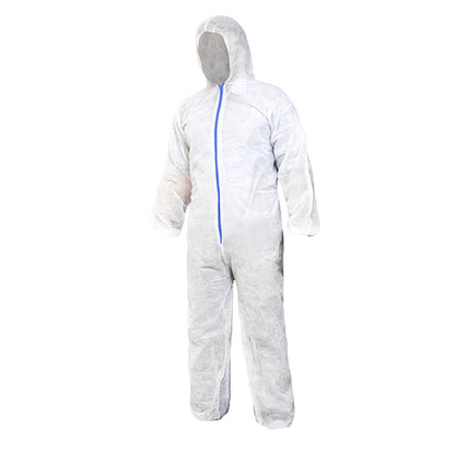 RONCO Care White Polypropylene Disposable Coverall with Hood - Case of 50 - supplynow.ca