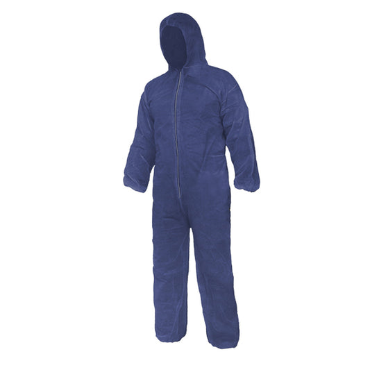 RONCO Care Blue Polypropylene Disposable Coverall with Hood - Case of 50 - supplynow.ca