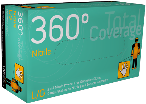 360° Total Coverage Nitrile Gloves - Sold by 1