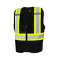 Solid Front/Mesh Back High Visibility Safety Vest with Zipper, 4" Reflective Tape, 8 Pockets