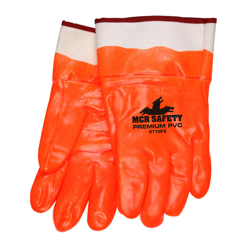 PVC Coated Insulated Work Gloves, Hi-Vis Orange, Smooth PVC, Protective Safety Cuff, Dozen