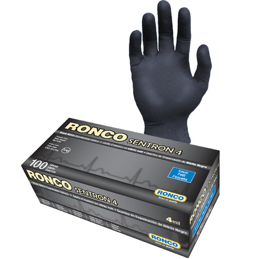 4 Mil Black Nitrile Gloves - Box 100