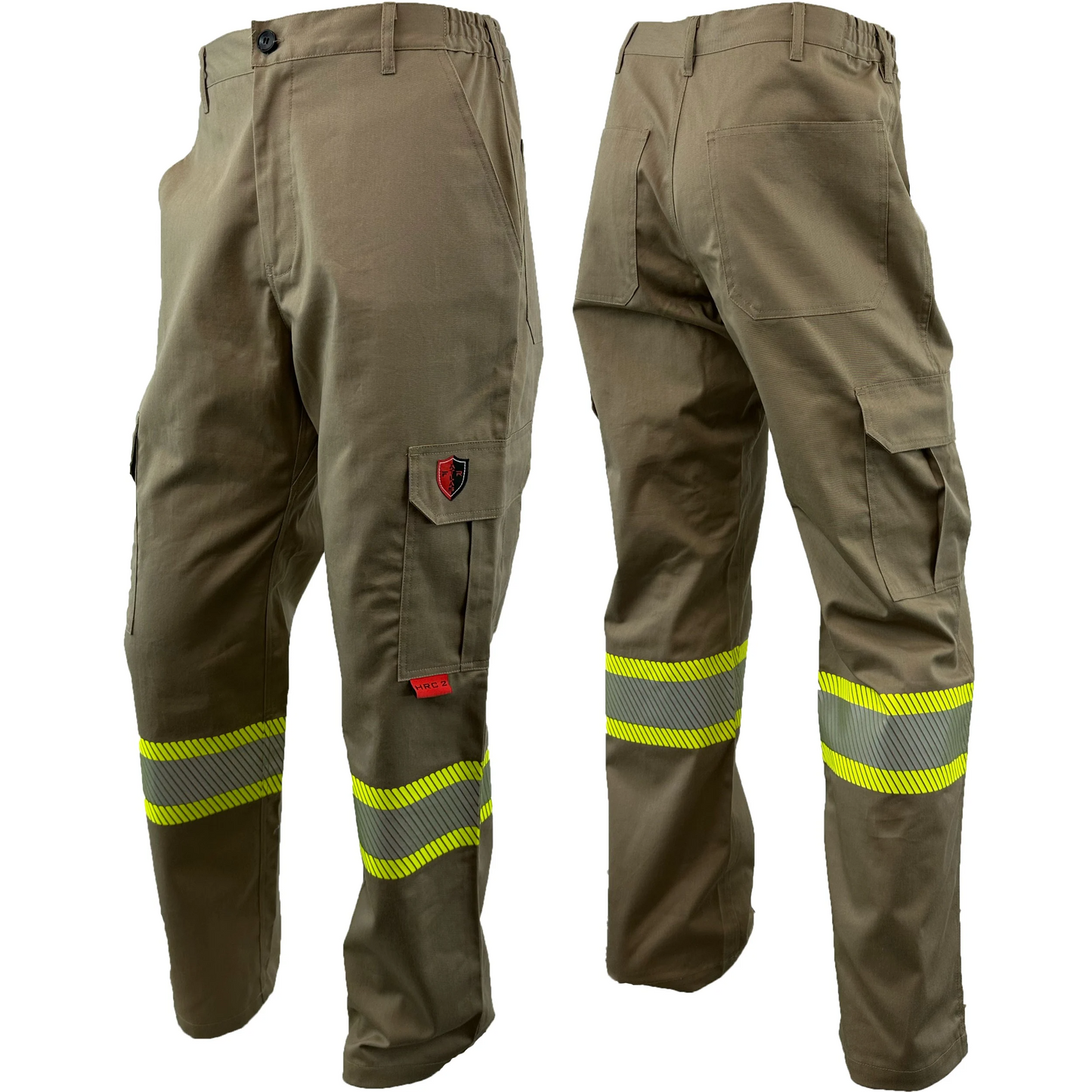 FR High Visibility Pants, 4" Reflective Stripe, Khaki
